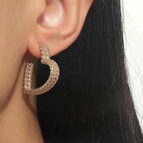 Women Stainless Steel Heart Shape Earrings - Picture 2 of 4